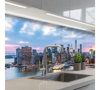 KitchenYeah© Splashback for kitchen 24"x79" / 60x200 cm self-adhesive Sink Splash Splatter Guard Splashbacks Walls New York - Skyline - Brooklyn - Bridge
