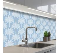 KitchenYeah© Splashback for kitchen 24"x79" / 60x200 cm self-adhesive Sink Splash Splatter Guard Splashbacks Walls Palm Tree - Modern - Blue