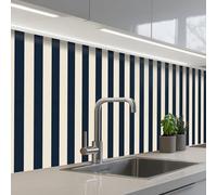 KitchenYeah© Splashback for kitchen 24"x79" / 60x200 cm self-adhesive Sink Splash Splatter Guard Splashbacks Walls Vertical stripes - Blue - Cream