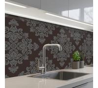 KitchenYeah© Splashback for kitchen 24"x79" / 60x200 cm self-adhesive Sink Splash Splatter Guard Splashbacks Walls Brown - Gray - Ornate - Patterned