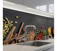 KitchenYeah© Splashback for kitchen 24"x79" / 60x200 cm self-adhesive Wall Protector Decor Panels Cooker Backsplash Herbs - Food - Spices - Black - Paprika - Cinnamon