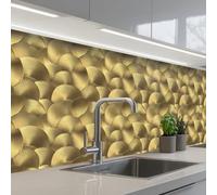 KitchenYeah© Splashback for kitchen 24"x79" / 60x200 cm self-adhesive Wall Protector Splash Back Cooker Backsplash Modern - Circle - Gold