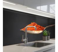 KitchenYeah© Splashback for kitchen 24"x79" / 60x200 cm self-adhesive Wall Protector Splash Back Cooker Backsplash Herbs - Spoon - Spices - Black - Italian