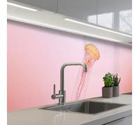 KitchenYeah© Splashback for kitchen 24"x79" / 60x200 cm self-adhesive Wall Protector Splash Back Cooker Backsplash Ornate - Jellyfish - Pink