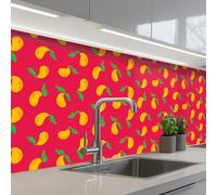 KitchenYeah© Splashback for kitchen 24"x79" / 60x200 cm self-adhesive Wall Protector Splash Back Cooker Backsplash Pink - Mango - Blue - Stripes