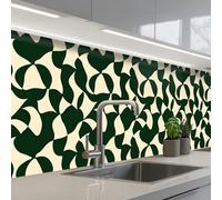 KitchenYeah© Splashback for kitchen 24"x98" / 60x250 cm self-adhesive Back Splashes Kitchens Splash Guard Decor Green - Organic planes - Cream