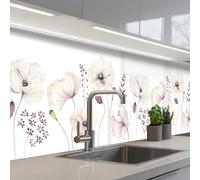 KitchenYeah© Splashback for kitchen 24"x98" / 60x250 cm self-adhesive Back Splashes Kitchens Splash Guard Decor Flowers - Pastel - Plants - White