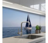 KitchenYeah© Splashback for kitchen 24"x98" / 60x250 cm self-adhesive Back Splashes Kitchens Splash Guard Decor Sailboat - Sea - Blue