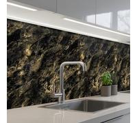 KitchenYeah© Splashback for kitchen 24"x98" / 60x250 cm self-adhesive Back Splashes Kitchens Splash Guard Decor Marble - Black - Gold