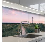 KitchenYeah© Splashback for kitchen 24"x98" / 60x250 cm self-adhesive Back Splashes Kitchens Splash Guard Decor Lighthouse - Dune landscape - Sea