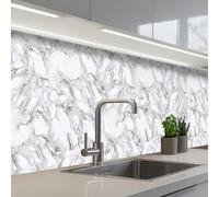 KitchenYeah© Splashback for kitchen 24"x98" / 60x250 cm self adhesive Sink Splash Splatter Guard Backsplash Decor Marble - Layered - Breaking - Grey texture