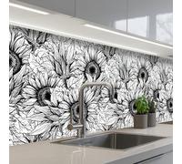 KitchenYeah© Splashback for kitchen 24"x98" / 60x250 cm self adhesive Sink Splash Splatter Guard Backsplash Decor Flowers - Sunflower - Pattern