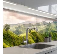 KitchenYeah© Splashback for kitchen 24"x98" / 60x250 cm self adhesive Sink Splash Splatter Guard Backsplash Decor Landscape - Hills - Green