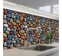 KitchenYeah© Splashback for kitchen 24"x98" / 60x250 cm self-adhesive Sink Splash Splatter Guard Splashbacks Walls Pastel - Matte - Pebbles