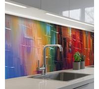 KitchenYeah© Splashback for kitchen 24"x98" / 60x250 cm self-adhesive Sink Splash Splatter Guard Splashbacks Walls Canal houses - Art - Painting - Amsterdam
