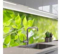 KitchenYeah© Splashback for kitchen 24"x98" / 60x250 cm self-adhesive Sink Splash Splatter Guard Splashbacks Walls Nature - Spring - Green - Leaves