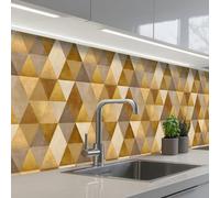 KitchenYeah© Splashback for kitchen 24"x98" / 60x250 cm self-adhesive Sink Splash Splatter Guard Splashbacks Walls Geometric - Triangle - Gold