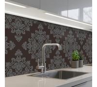 KitchenYeah© Splashback for kitchen 24"x98" / 60x250 cm self-adhesive Sink Splash Splatter Guard Splashbacks Walls Brown - Gray - Ornate - Patterned