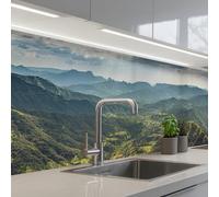 KitchenYeah© Splashback for kitchen 24"x98" / 60x250 cm self-adhesive Sink Splash Splatter Guard Splashbacks Walls Landscape - Valley - Green