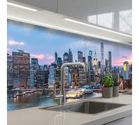 KitchenYeah© Splashback for kitchen 24"x98" / 60x250 cm self-adhesive Sink Splash Splatter Guard Splashbacks Walls New York - Skyline - Brooklyn - Bridge