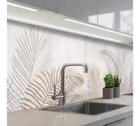 KitchenYeah© Splashback for kitchen 24"x98" / 60x250 cm self-adhesive Wall Protector Decor Panels Cooker Backsplash Leaves - Beige - Botanical - Vintage