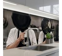 KitchenYeah© Splashback for kitchen 24"x98" / 60x250 cm self-adhesive Wall Protector Splash Back Cooker Backsplash Cooks - Frying pans