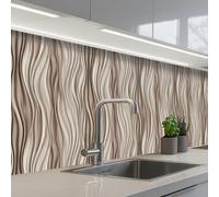 KitchenYeah© Splashback for kitchen 24"x98" / 60x250 cm self-adhesive Wall Protector Splash Back Cooker Backsplash Waves - 3D - Cream