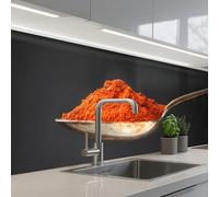 KitchenYeah© Splashback for kitchen 24"x98" / 60x250 cm self-adhesive Wall Protector Splash Back Cooker Backsplash Herbs - Spoon - Spices - Black - Italian