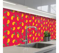 KitchenYeah© Splashback for kitchen 24"x98" / 60x250 cm self-adhesive Wall Protector Splash Back Cooker Backsplash Pink - Mango - Blue - Stripes