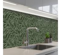 KitchenYeah© Splashback for kitchen 24"x98" / 60x250 cm self-adhesive Wall Protector Splash Back Cooker Backsplash Leaves - Organic - Green