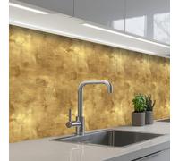 KitchenYeah© Splashback for kitchen 24"x98" / 60x250 cm self-adhesive Wall Protector Splash Back Cooker Backsplash Industrial - Texture - Gold