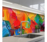 KitchenYeah© Splashback for kitchen 32"x118" / 80x300 cm self-adhesive Back Splashes Kitchens Splash Guard Decor Abstract - Paint look - Modern - Colorful