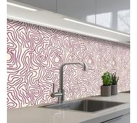 KitchenYeah© Splashback for kitchen 32"x118" / 80x300 cm self-adhesive Back Splashes Kitchens Splash Guard Decor Winding line - Magenta - Cream