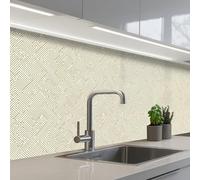 KitchenYeah© Splashback for kitchen 32"x118" / 80x300 cm self-adhesive Back Splashes Kitchens Splash Guard Decor Geometric - Lines - Green