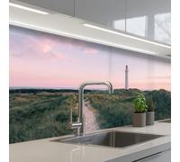 KitchenYeah© Splashback for kitchen 32"x118" / 80x300 cm self-adhesive Back Splashes Kitchens Splash Guard Decor Lighthouse - Dune landscape - Sea