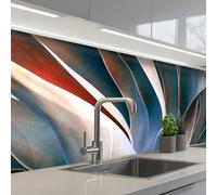 KitchenYeah© Splashback for kitchen 32"x118" / 80x300 cm self-adhesive Back Splashes Kitchens Splash Guard Decor Leaves - Nature - Still life - Blue