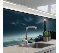 KitchenYeah© Splashback for kitchen 32"x118" / 80x300 cm self-adhesive Back Splashes Kitchens Splash Guard Decor Lighthouse - Sea - Fog - Rocks - Maritime - Nature