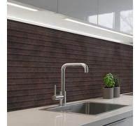KitchenYeah© Splashback for kitchen 32"x118" / 80x300 cm self-adhesive Back Splashes Kitchens Splash Guard Decor Dark brown - Rust - Stripes - Patterned