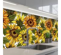 KitchenYeah© Splashback for kitchen 32"x118" / 80x300 cm self adhesive Sink Splash Splatter Guard Backsplash Decor Sunflower - Vintage - Design