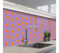 KitchenYeah© Splashback for kitchen 32"x118" / 80x300 cm self adhesive Sink Splash Splatter Guard Backsplash Decor Purple - Orange - Peach