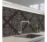 KitchenYeah© Splashback for kitchen 32"x118" / 80x300 cm self-adhesive Sink Splash Splatter Guard Splashbacks Walls Brown - Gray - Ornate - Patterned