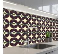 KitchenYeah© Splashback for kitchen 32"x118" / 80x300 cm self-adhesive Sink Splash Splatter Guard Splashbacks Walls Circle - Retro - Colorful