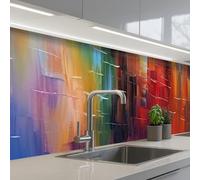 KitchenYeah© Splashback for kitchen 32"x118" / 80x300 cm self-adhesive Sink Splash Splatter Guard Splashbacks Walls Canal houses - Art - Painting - Amsterdam