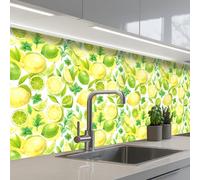 KitchenYeah© Splashback for kitchen 32"x118" / 80x300 cm self-adhesive Sink Splash Splatter Guard Splashbacks Walls Lemon - Yellow - Lime - Green