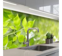 KitchenYeah© Splashback for kitchen 32"x118" / 80x300 cm self-adhesive Sink Splash Splatter Guard Splashbacks Walls Nature - Spring - Green - Leaves