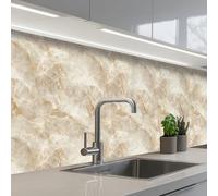 KitchenYeah© Splashback for kitchen 32"x118" / 80x300 cm self-adhesive Sink Splash Splatter Guard Splashbacks Walls Light beige - Onyx - Subtle