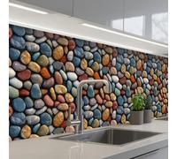 KitchenYeah© Splashback for kitchen 32"x118" / 80x300 cm self-adhesive Sink Splash Splatter Guard Splashbacks Walls Pastel - Matte - Pebbles