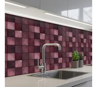 KitchenYeah© Splashback for kitchen 32"x118" / 80x300 cm self-adhesive Sink Splash Splatter Guard Splashbacks Walls Square - Tile - Pattern - Purple