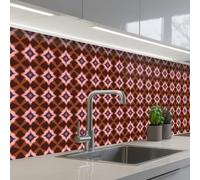 KitchenYeah© Splashback for kitchen 32"x118" / 80x300 cm self-adhesive Sink Splash Splatter Guard Splashbacks Walls Geometric - Ornate - Brown