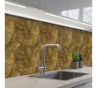 KitchenYeah© Splashback for kitchen 32"x118" / 80x300 cm self-adhesive Sink Splash Splatter Guard Splashbacks Walls Organic - Lines - Gold